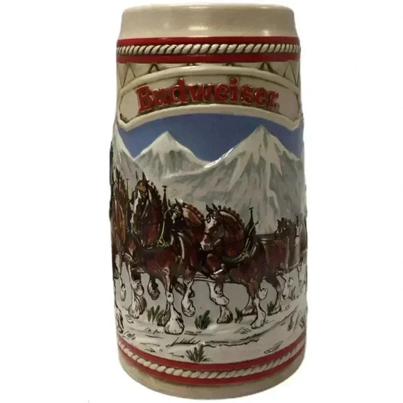 Vintage Holiday Budweiser Christmas Stein Collectible Beer Mug - Picture 1 of 4